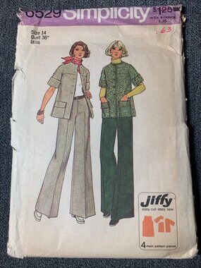 Simplicity Misses Coat Pant Sewing Pattern Size 14 6529 Uncut